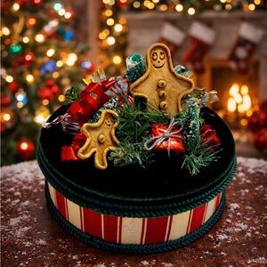 Handmade gingerbread man wooden box